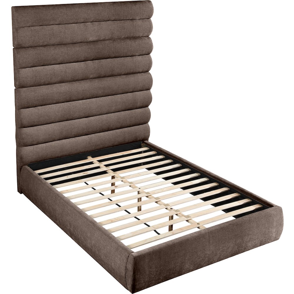 Adam Brown Chenille Fabric Queen Bed