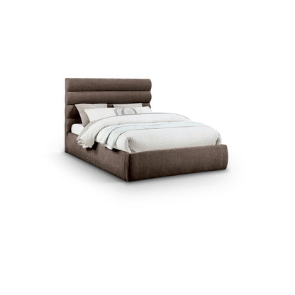Adam Brown Chenille Fabric Queen Bed