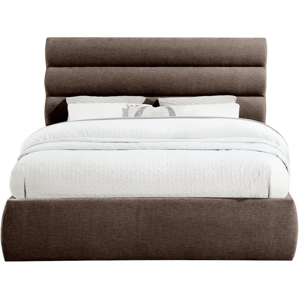 Adam Brown Chenille Fabric Queen Bed