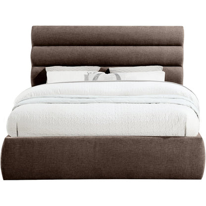 Adam Brown Chenille Fabric Queen Bed