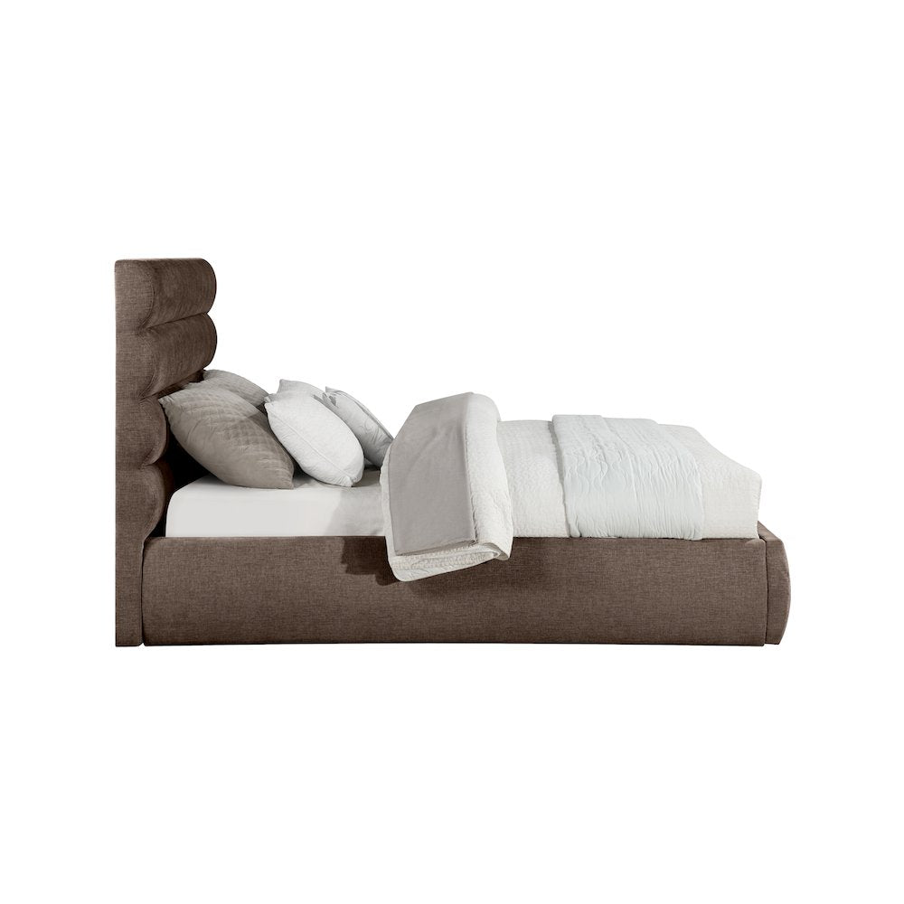 Adam Brown Chenille Fabric Queen Bed