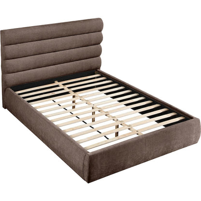 Adam Brown Chenille Fabric Queen Bed