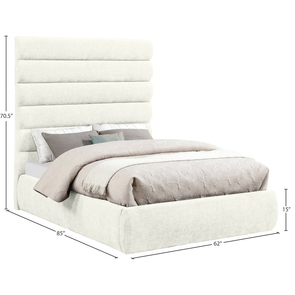 Adam Cream Chenille Fabric Full Bed