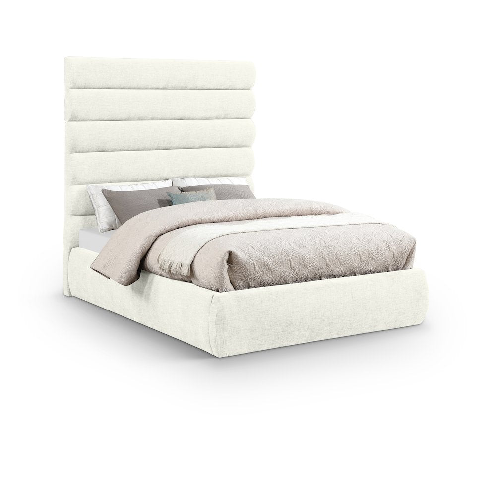 Adam Cream Chenille Fabric Full Bed