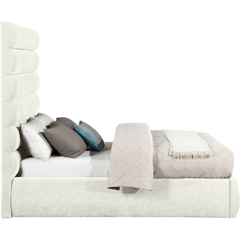 Adam Cream Chenille Fabric Full Bed