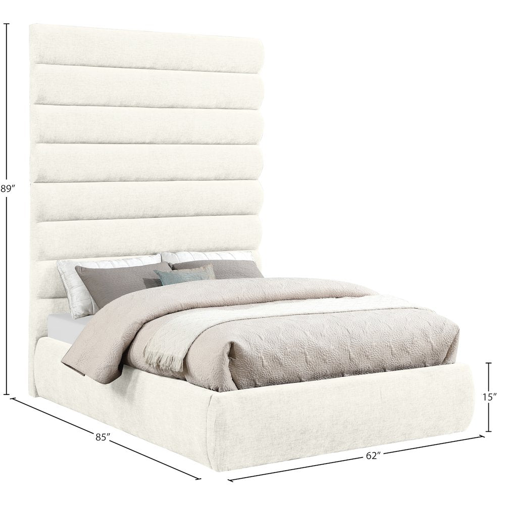 Adam Cream Chenille Fabric Full Bed