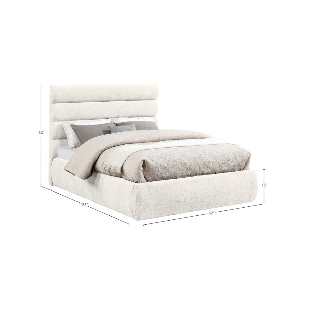 Adam Cream Chenille Fabric Full Bed