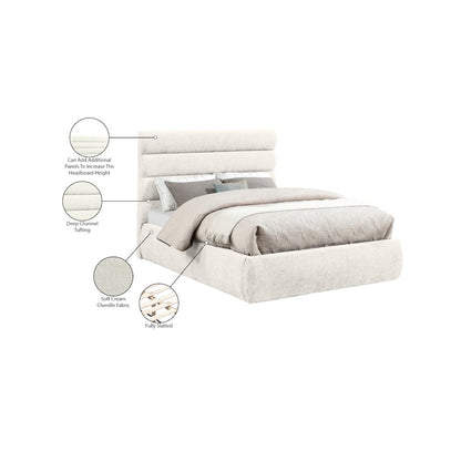 Adam Cream Chenille Fabric Full Bed