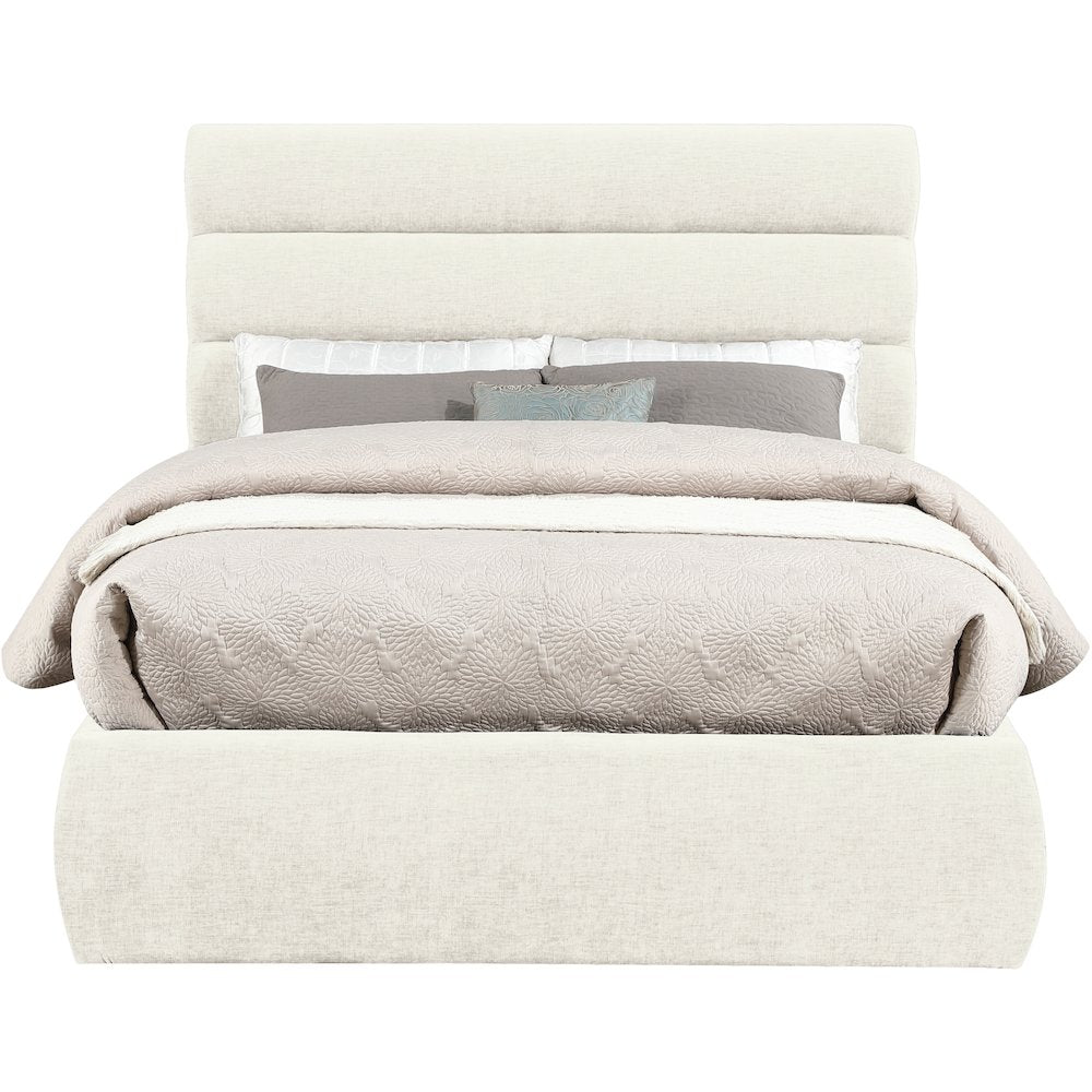 Adam Cream Chenille Fabric Full Bed