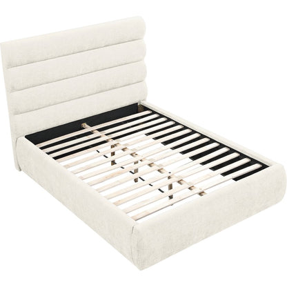 Adam Cream Chenille Fabric Full Bed
