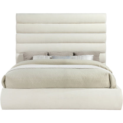 Adam Cream Chenille Fabric King Bed