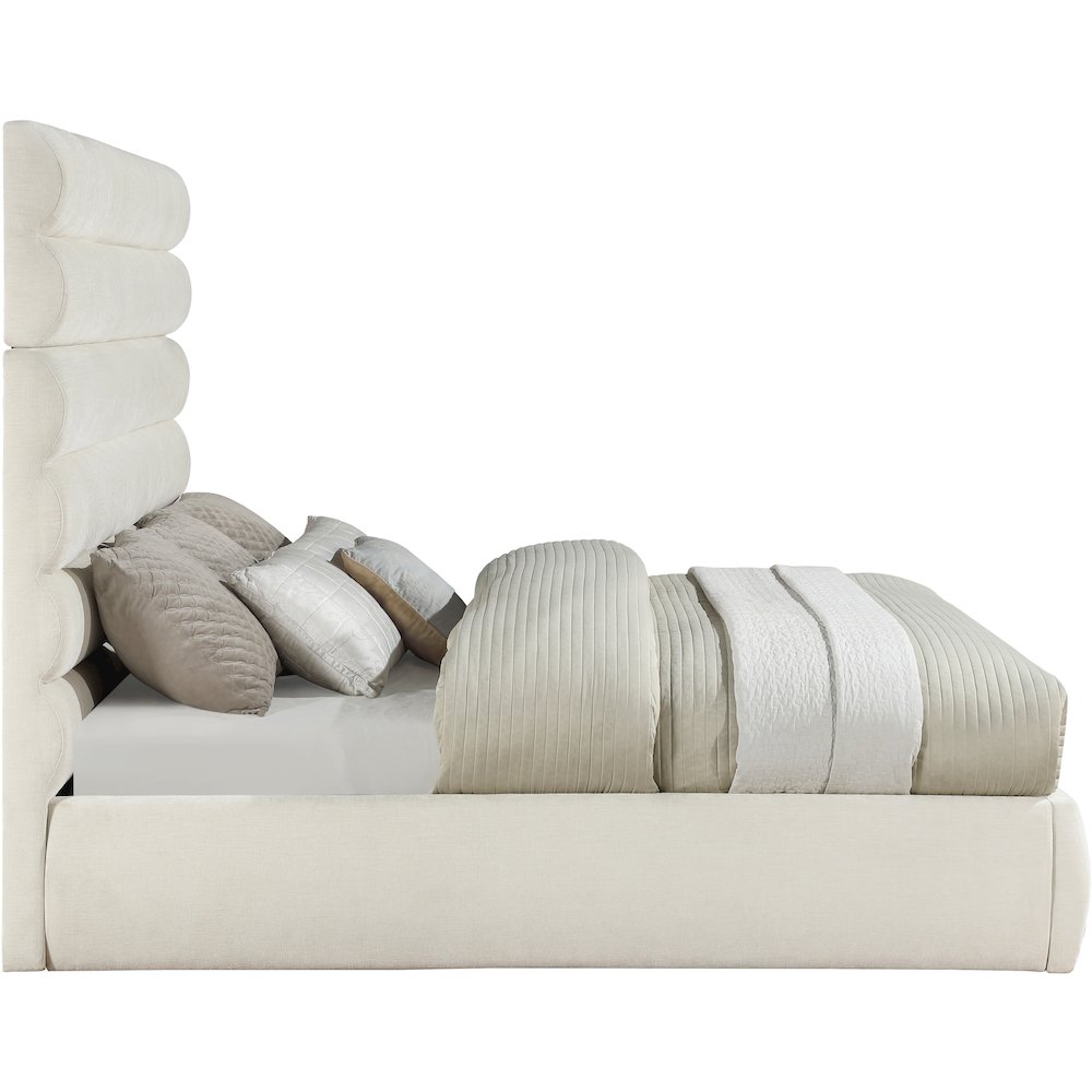 Adam Cream Chenille Fabric King Bed