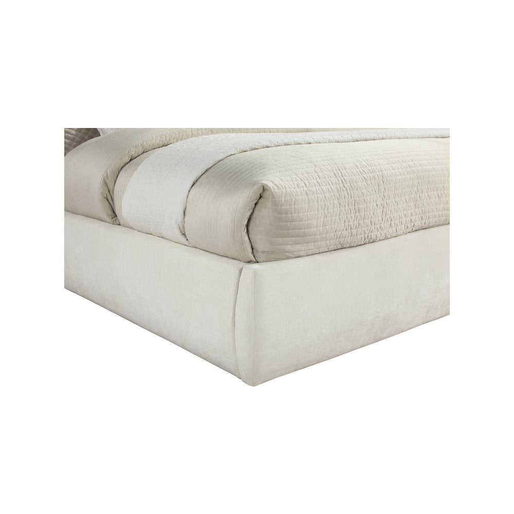 Adam Cream Chenille Fabric King Bed