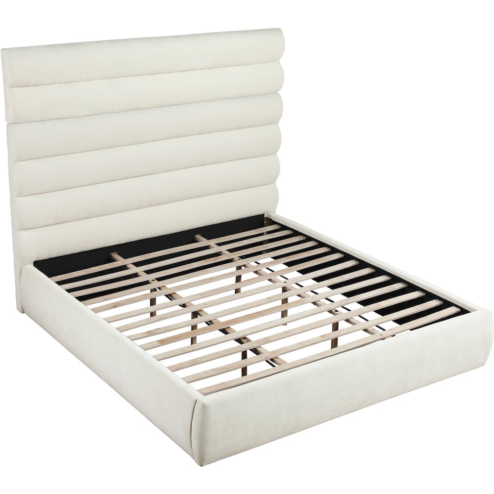 Adam Cream Chenille Fabric King Bed