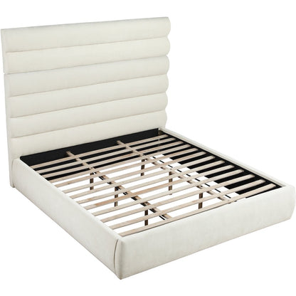 Adam Cream Chenille Fabric King Bed