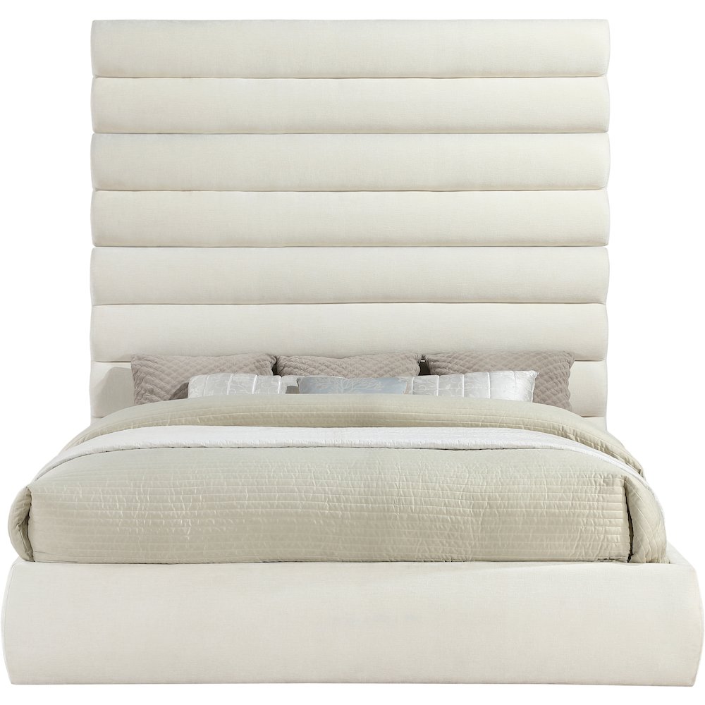 Adam Cream Chenille Fabric King Bed