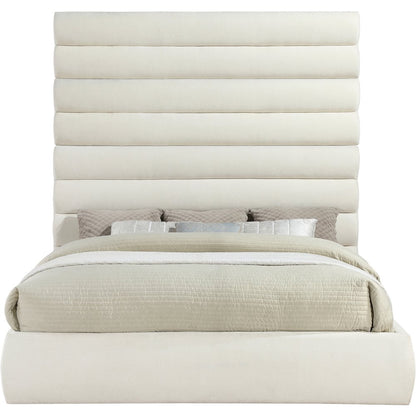 Adam Cream Chenille Fabric King Bed