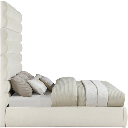 Adam Cream Chenille Fabric King Bed
