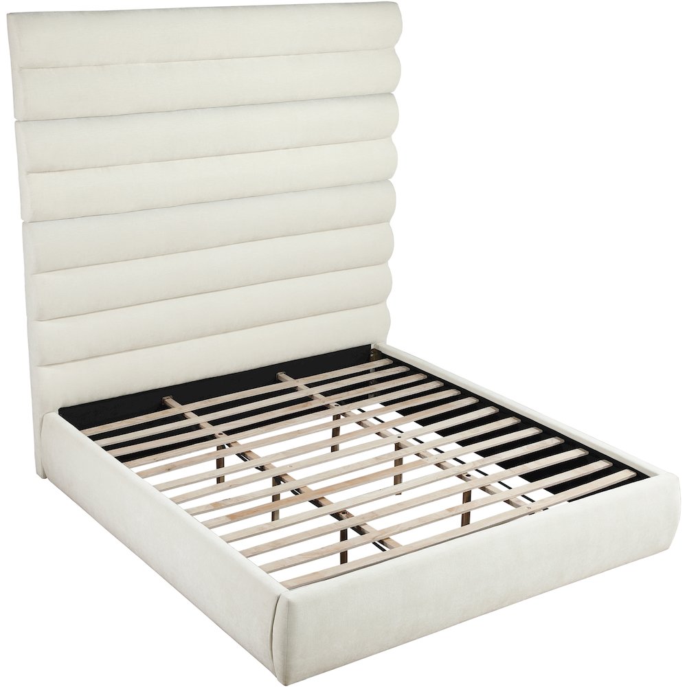 Adam Cream Chenille Fabric King Bed