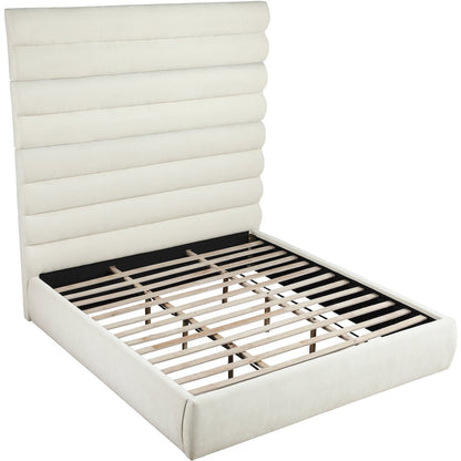 Adam Cream Chenille Fabric King Bed