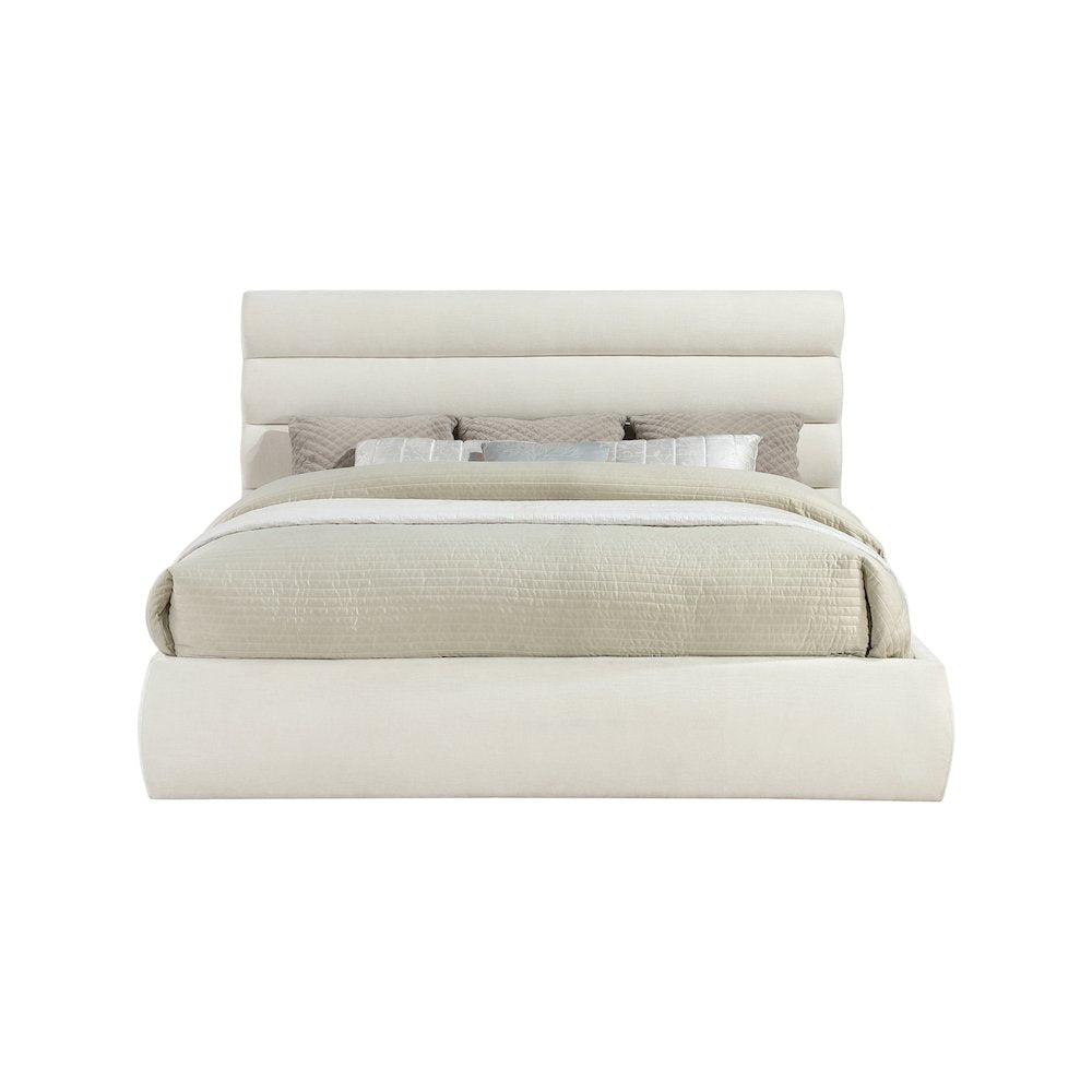 Adam Cream Chenille Fabric King Bed
