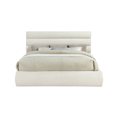 Adam Cream Chenille Fabric King Bed