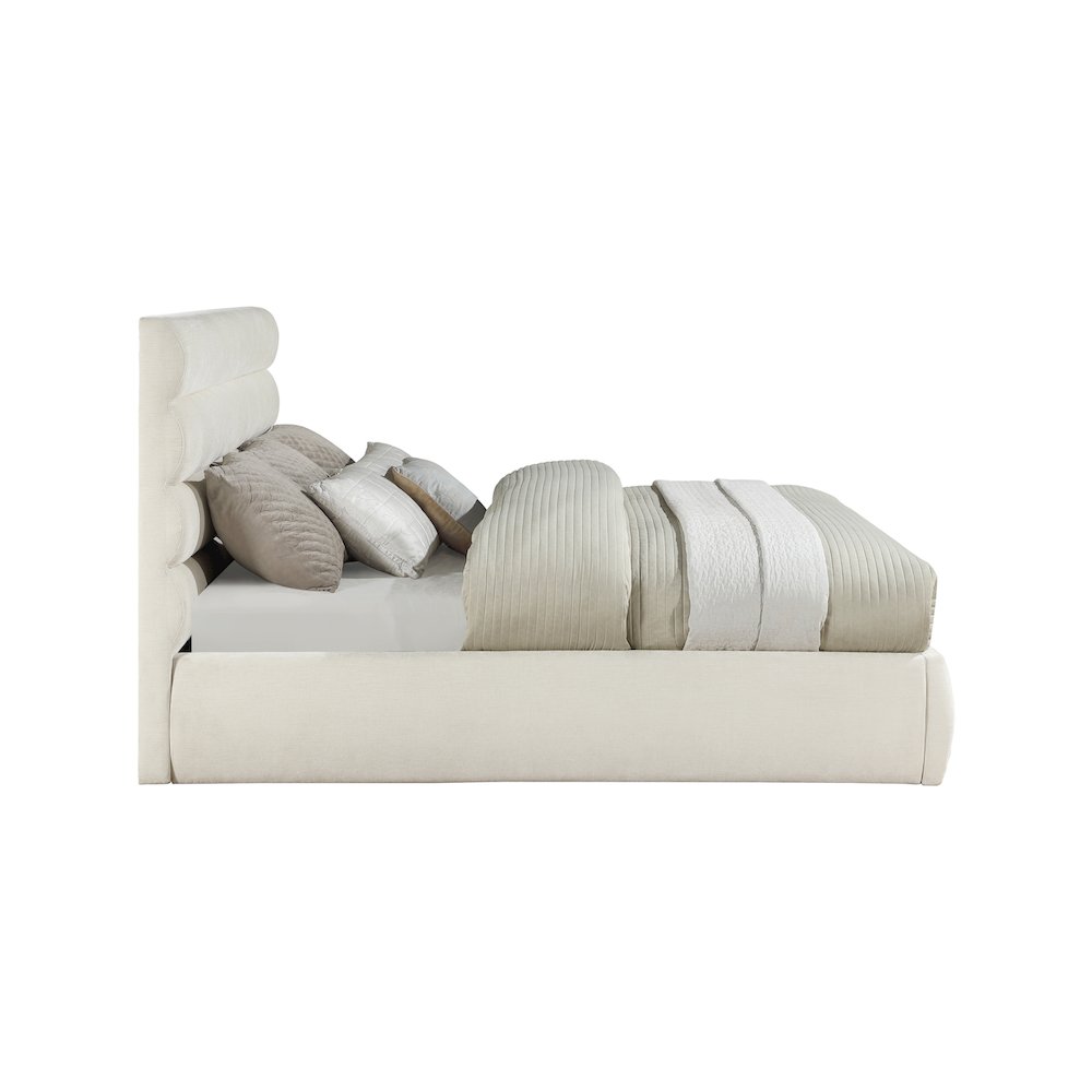 Adam Cream Chenille Fabric King Bed