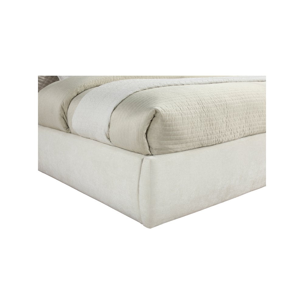 Adam Cream Chenille Fabric King Bed