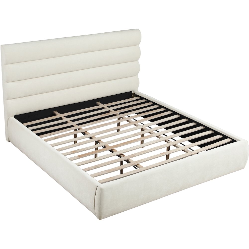 Adam Cream Chenille Fabric King Bed
