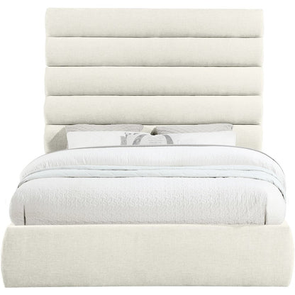 Adam Cream Chenille Fabric Queen Bed