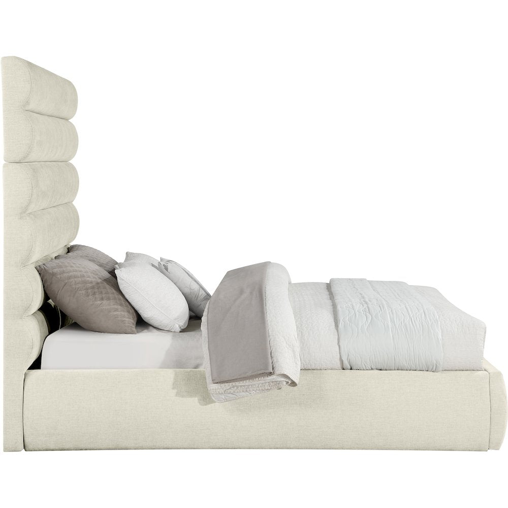 Adam Cream Chenille Fabric Queen Bed