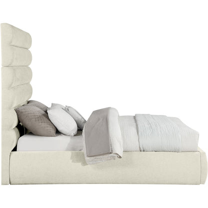 Adam Cream Chenille Fabric Queen Bed