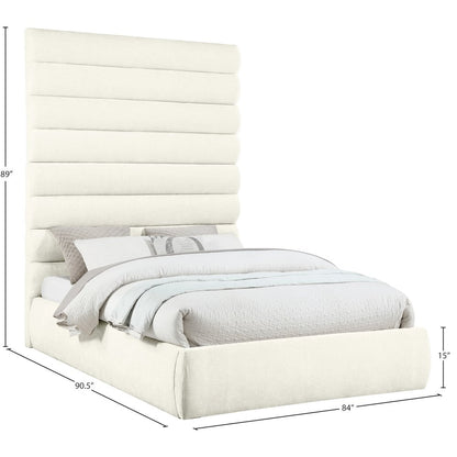 Adam Cream Chenille Fabric Queen Bed