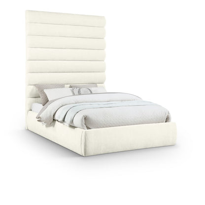 Adam Cream Chenille Fabric Queen Bed