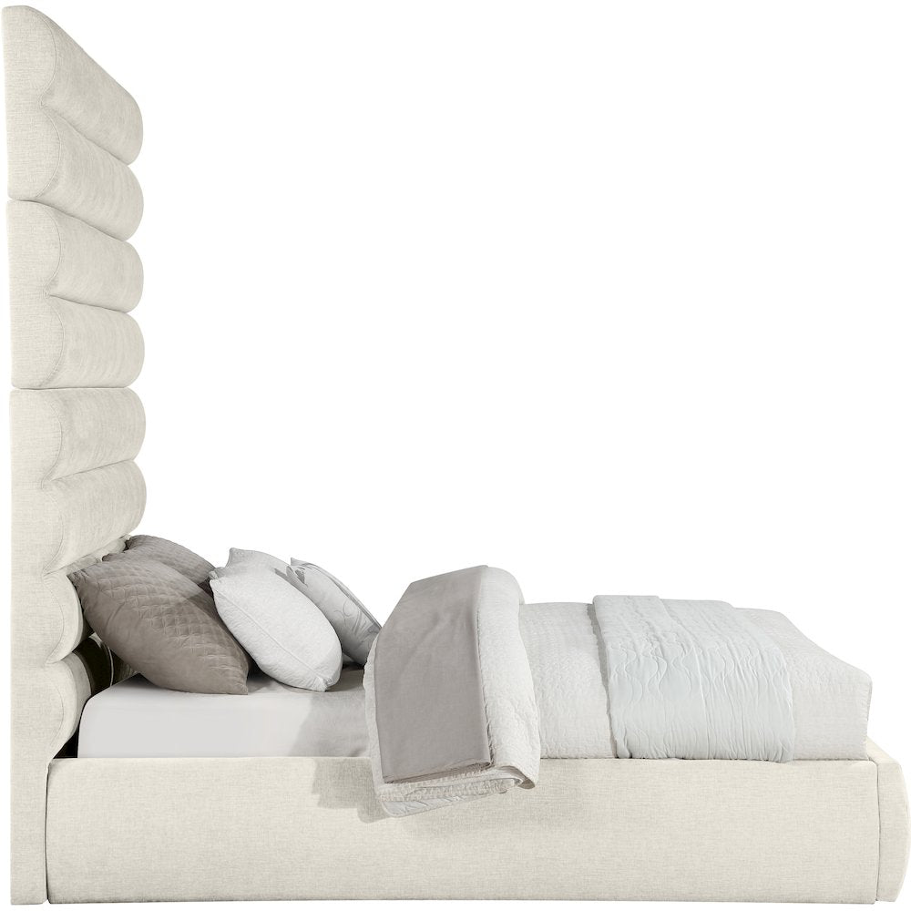 Adam Cream Chenille Fabric Queen Bed