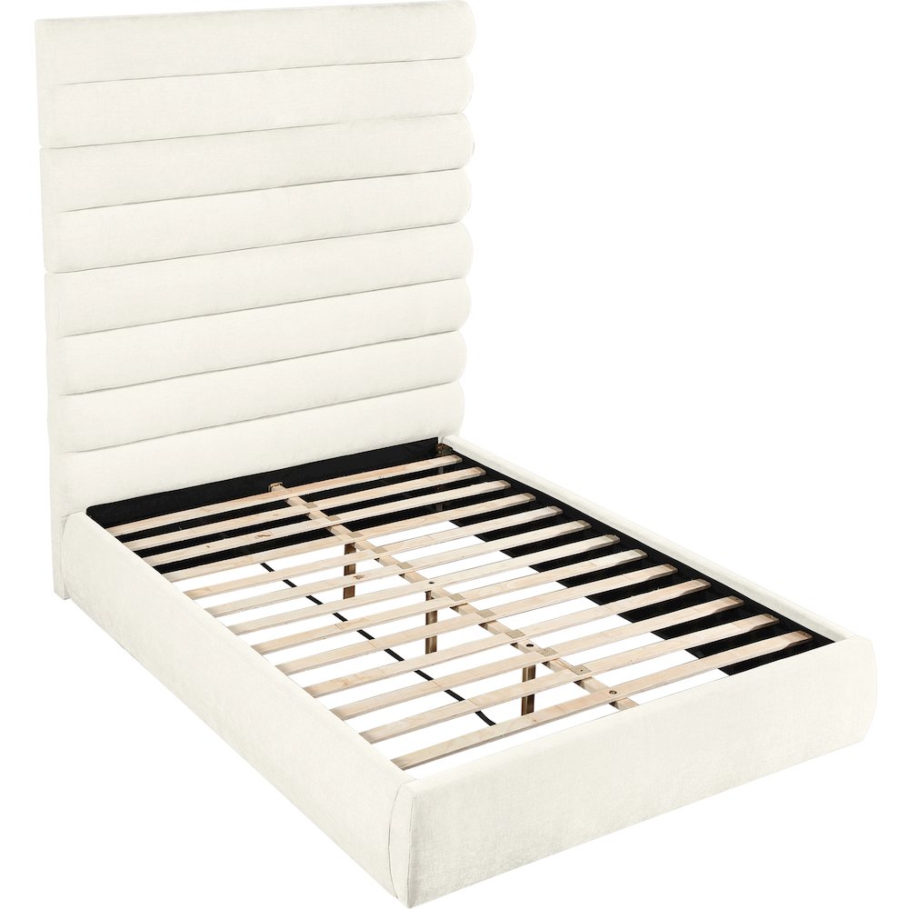 Adam Cream Chenille Fabric Queen Bed