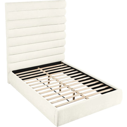 Adam Cream Chenille Fabric Queen Bed