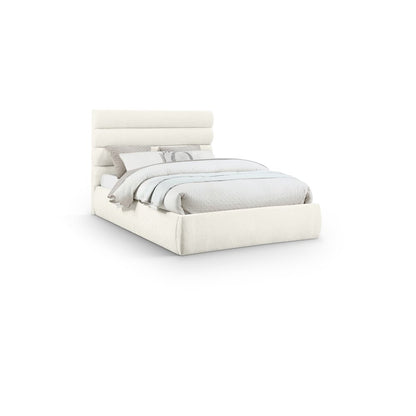 Adam Cream Chenille Fabric Queen Bed