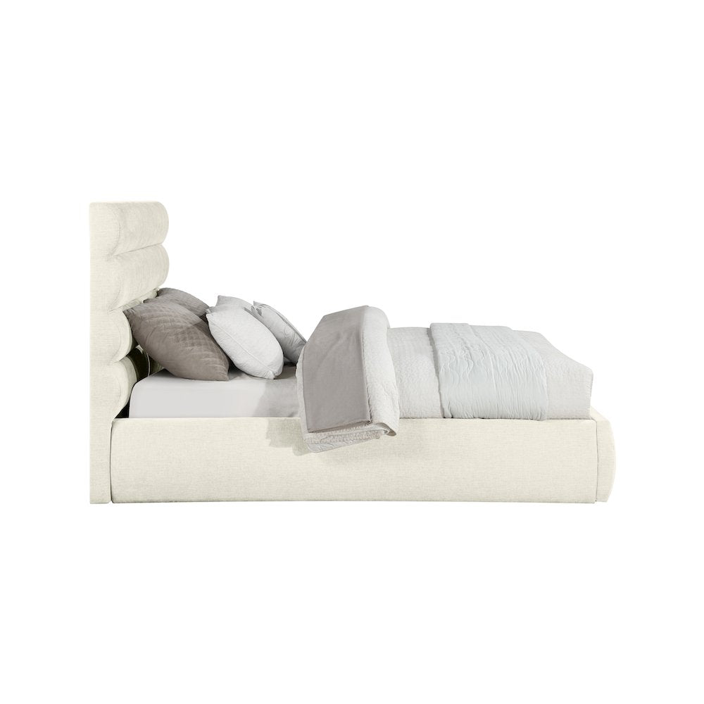Adam Cream Chenille Fabric Queen Bed