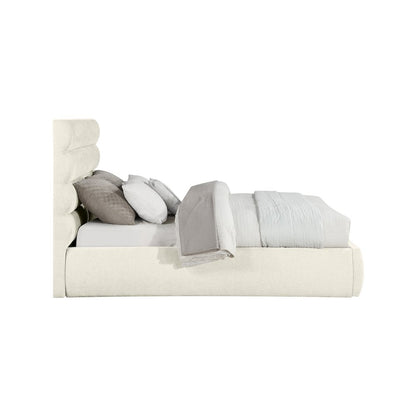 Adam Cream Chenille Fabric Queen Bed