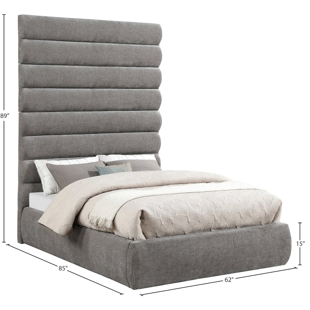 Adam Grey Chenille Fabric Full Bed