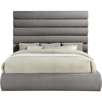 Adam Grey Chenille Fabric King Bed
