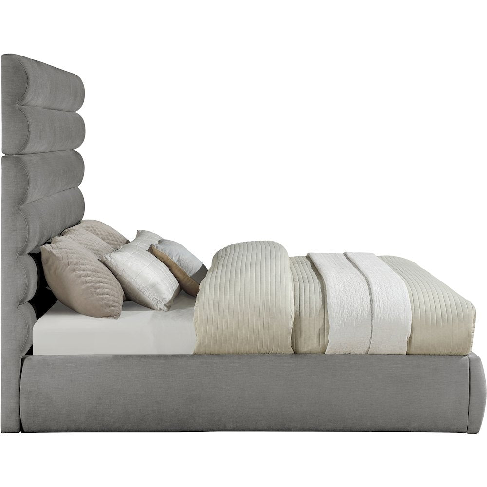 Adam Grey Chenille Fabric King Bed