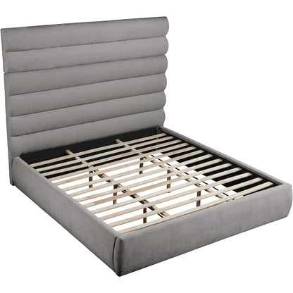 Adam Grey Chenille Fabric King Bed