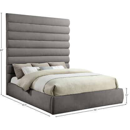 Adam Grey Chenille Fabric King Bed