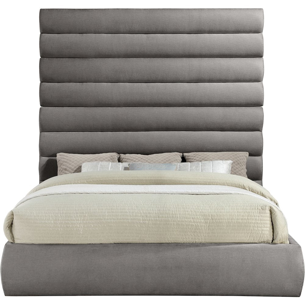 Adam Grey Chenille Fabric King Bed