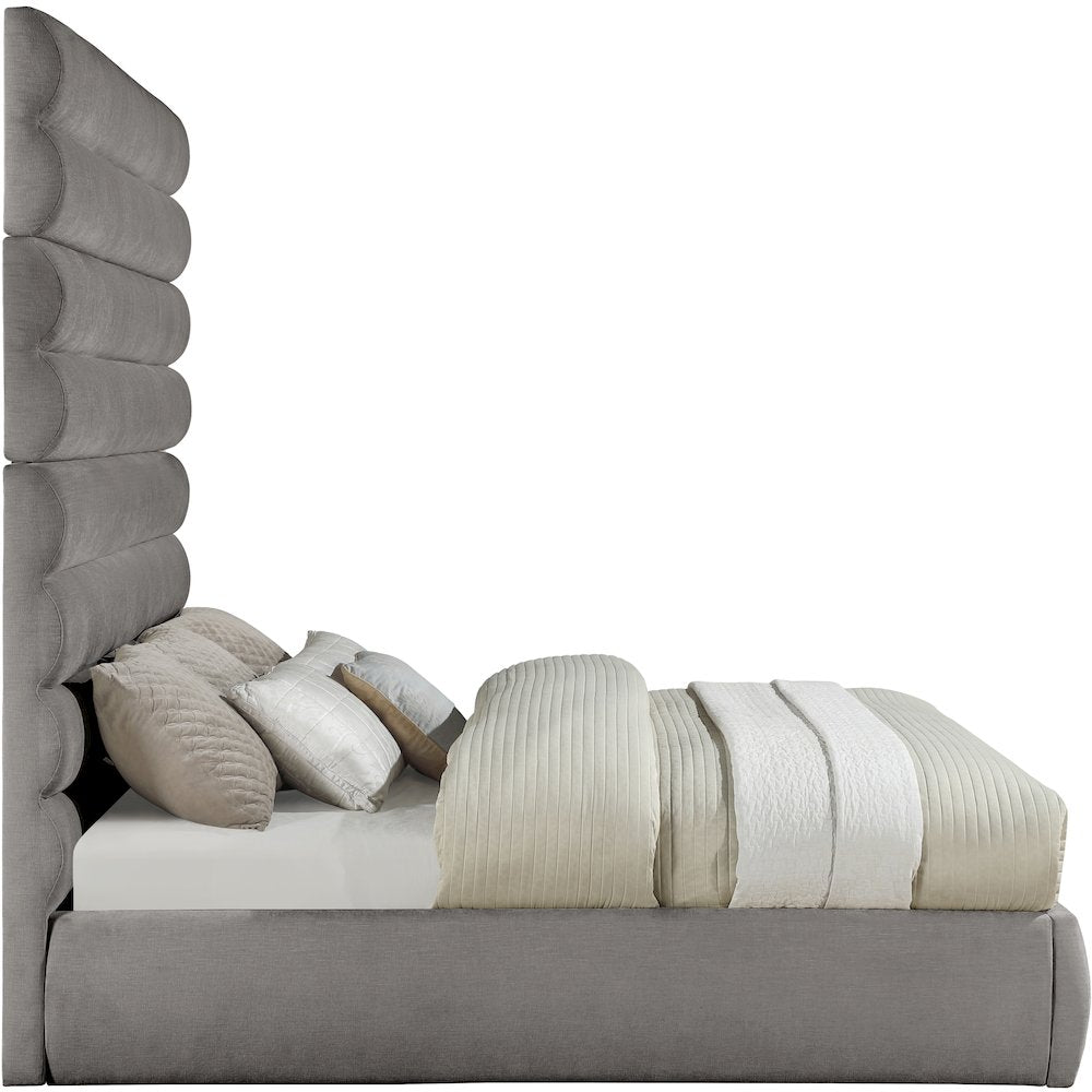 Adam Grey Chenille Fabric King Bed