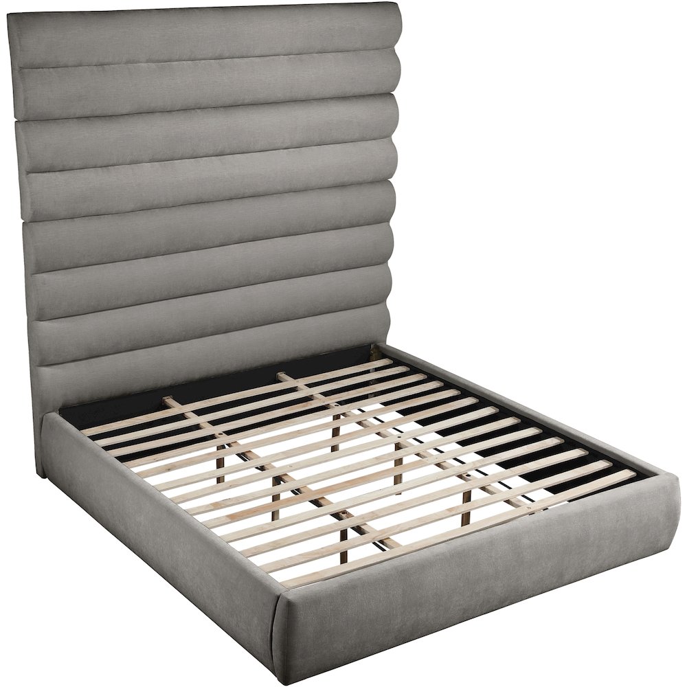 Adam Grey Chenille Fabric King Bed