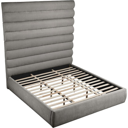 Adam Grey Chenille Fabric King Bed