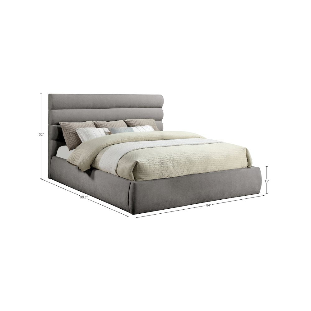 Adam Grey Chenille Fabric King Bed